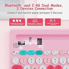 Load image into Gallery viewer, HUO JI Wireless Keyboard Multi-Device, Bluetooth and 2.4G Dual Mode for iPad, Switch to 3 Devices for Tablet, iPhone, PC, Smart TV, Cellphone, iOS Android Windows, Pink