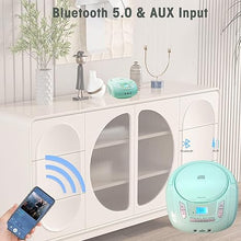 Load image into Gallery viewer, Portable CD Player Boombox with Bluetooth,FM Radio,USB MP3 Playback,AUX-in,Headphone Jack,CD-R/RW and MP3 CDs Compatible,CD Players for Home or Outdoor(Teal-Limited Edition)