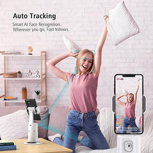 Load image into Gallery viewer, Auto Face Tracking Phone Holder, No App Required, 360° Rotation Face Body Phone Tracking Tripod Smart Shooting Camera Mount for Live Vlog Streaming Video, Rechargeable Battery-White