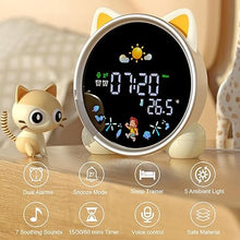 Load image into Gallery viewer, Kids Alarm Clock with Night Light,OK to Wake Clock for Kids,Stay in Bed Clock and Sleep Training,Nap Timer Temperature Detect Cute Kids Room Decor,Gift Ideas for Kids Toddler Boy Girl(Cat)