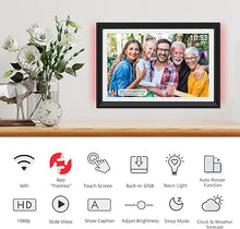 Load image into Gallery viewer, 32GB FRAMEO 10.1 Inch WiFi Digital Photo Frame with LED Light, 1280x800 HD IPS LCD Touch Screen, Auto-Rotate Portrait and Landscape, 32GB Storage, Share Moments Instantly via Frameo App from Anywhere