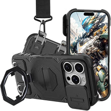 Load image into Gallery viewer, CCSmall for Apple iPhone 16 Pro Case Crossbody Compatible for MagSafe, Military-Grade Protection Adjustable Lanyard Case wiht Kickstand & Slide Camera Cover for iPhone 16 Pro JZ Black