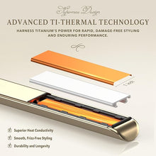 Load image into Gallery viewer, Titanelli 2 in 1 Titanium Hair Straightener and Curler | 100% Pure Ti-Thermal Technology Flat Iron | 1-Inch Professional Styling | Available in Black, Gold, and Pink (Gold)