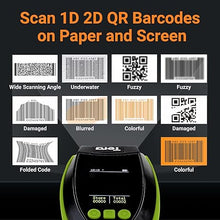 Load image into Gallery viewer, Tera Barcode Scanner Wireless with Screen: Pro Version 1D 2D QR with Setting Keypad Charging Cradle Works with Bluetooth 2.4G Wireless USB Wired Handheld Bar Code Reader HW0009 Green