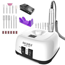 Load image into Gallery viewer, NAILGIRLS Nail Drill, Professional 35000RPM Electric Nail File Corded Electric Nail Drill Machine with Foot Pedal, Nail Grinder Nail Dremel for Remove Acrylic Nails Gel Polish Manicure Salon Home Use
