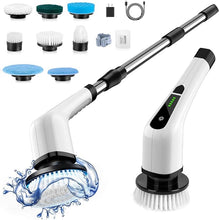 Load image into Gallery viewer, Electric Spin Scrubber, Cordless Cleaning Brush Scrubber for Home, 400RPM/Mins-8 Replaceable Brush Heads-90Mins Work Time, 3 Adjustable Size, 2 Speeds for Bathroom Shower Bathtub Glass Car