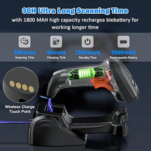 Load image into Gallery viewer, Symcode QR Industrial Bluetooth Barcode Scanner with Wireless Charging Stand, Wireless 2D 1D Bar Code Scanner Drop Protection Shock Dust Proof Hands Free Auto-Sensing Stand Barcode Scanner