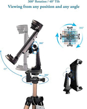 Load image into Gallery viewer, IPad Tripod Stand Universal Tablet Phone Mount Holder 51in Lightweight with Bluetooth Remote for iPad Pro 12.9 11 10.5,iPad Air Mini,Surface Tab,Galaxy Tab and 3.5 to 13.5in iPhone Tablet - Champagne