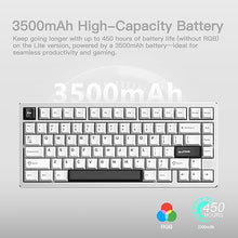 Load image into Gallery viewer, WOBKEY Rainy 75 CNC Aluminum HMX/JWK/Cocoa Switches Triple-Mode Connectivity Mechanical Keyboard with Superior Acoustics, RGB/PP/Mirrored Glass/3500mAh/Violet Switch (Standard - Silver)