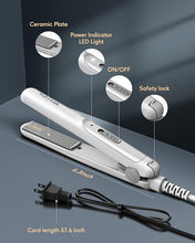 Load image into Gallery viewer, Wavytalk 0.7 Inch Ceramic Mini Hair Straightener - Small Flat Irons for Short Hair, Curls Bangs, Travel Friendly (White)