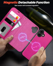 Load image into Gallery viewer, OCASE for iPhone 16 Case Detachable Wallet Case with Card Holder, 2 in 1 Pu Leather Flip Folio with RFID Blocking Stand Wrist Strap Shockproof Phone Cover 6.1 Inch 2024, Rose