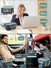 Load image into Gallery viewer, Buddew Electric Lunch Box 80W Food Heater for Adults, 12/24/110V Portable Lunch Warmer Upgraded Heated Lunch Box for Car/Truck/Office with SS Fork&Spoon and Insulated Carry Bag (Green)