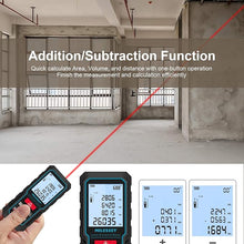 Load image into Gallery viewer, Laser Measure Device, MiLESEEY 393ft Digital Laser Tape Measure with Upgrade Electronic Angle Sensor, ±2mm Accuracy, Area Measurement,Volume and Pythagoras, 2" LCD Backlit,Mute, Battery Included