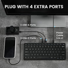 Load image into Gallery viewer, Perixx PERIBOARD-416 Wired Mini USB Keyboard with 4 Hubs - X Type Scissor Keys - Detachable USB-C and A Cable - US English