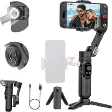 Load image into Gallery viewer, 3-axis Phone Gimbal Stabilizer for iPhone 15/14/13 Pro Max Android w/Face Tracking,1/4"Threads,Built-in Fill Light, Portable Smartphone Gimbal Video Recording for TikTok,YouTube-Smart X Black