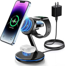 Load image into Gallery viewer, 3 in 1 Charging Station for Apple Devices 18W Fast Mag-Safe Charger Stand Magnetic Wireless Charger Station for iPhone16 15 14 13 12 Pro/Pro Max/Plus/Mini AirPods 2/3/Pro iWatch Ultra/8/7/SE/6/5/4/3/2
