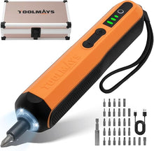 Load image into Gallery viewer, 4V Cordless Screwdriver Kit Electric Screwdriver Set with Aluminium Storage Box 32 Piece Bit Set Smart Stop Technology LED Light 3 Torque Settings 1/4''Hex