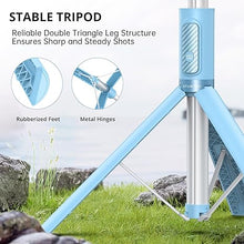 Load image into Gallery viewer, ATUMTEK 55" Selfie Stick Tripod, All-in-one Extendable Aluminum Phone Tripod with Rechargeable Bluetooth Remote for iPhone, Samsung, Google, LG, Sony and More, Fit 4.7-7 inch Smartphones, Light Blue