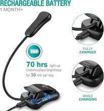 Load image into Gallery viewer, Vekkia/LuminoLite Rechargeable Book Light, Reading Lights for Books in Bed, 3 Colortemperature × 3 Brightness, Clip on Book, Up to 70 Hours Lighting, Great for Readers, Travel (Black)