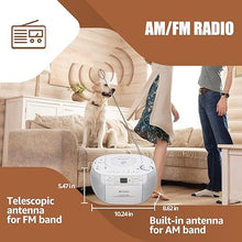 Load image into Gallery viewer, Retekess TR621 CD and Cassette Player Combo, Portable Boombox AM FM Radio, Tape Recording, Stereo Sound with Remote Control, USB, Micro SD, for Family(White)