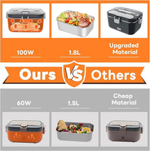 Load image into Gallery viewer, DUPASU Electric Lunch Box Food Warmer: 100W Heated Lunch Box for Adults, 1.8L Portable Fast Heating Lunchbox Food Heater for Car, Truck, Work, Travel, Lonchera Elctrica Porttil 12/24V/110-230V