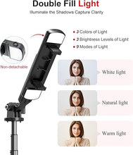 Load image into Gallery viewer, Selfie Stick Phone Tripod with Remote and LED Fill Lights - ASHINER 70 inch Heigh Cell Phone Holder for Travel, Vlogging, Live Streaming Video and Photos,Phone Stand Compatible with iPhone and Android
