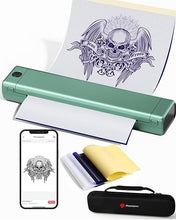 Load image into Gallery viewer, Phomemo Bluetooth Tattoo Stencil Printer, Inkless Tattoo Printer Machine with 10 Pcs Tattoo Transfer Paper & 1 Storage Case, Compatible for Phone, Tablet ? PC, Gift for Tattoo Artisits, Frost Green