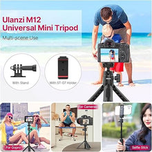 Load image into Gallery viewer, ULANZI M12 Extendable Selfie Stick for Action Camera, Portable Vlog Cell Phone Tripod Stand with Phone Mount Action Camera Adapter, Mini Hand Grip Compatible with Hero 13/12/11/10/9/8/7/6/5 Smartphone