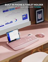 Load image into Gallery viewer, Wireless Keyboard and Mouse Combo - Full-Sized Ergonomic Keyboard with Wrist Rest, Phone Holder, Sleep Mode, Silent 2.4GHz Cordless Keyboard Mouse Combo for Computer, PC, Laptop, Mac, Windows -Trueque