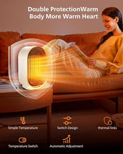 Load image into Gallery viewer, QQT Space Heater,1500W Mini Energy Efficient Space Heaters for Indoor Use,2-Speed Portable Space Heater for Office with Adjustable,Triple Protection,Suitable for Bedroom,Office and Indoor Use(White)