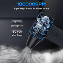 Load image into Gallery viewer, Compressed Air Duster,180000RPM Electric Dust Air Blower,3 Gear Cordless Rechargeable Jet Dryer Blower,No Canned Air Duster,Jet Fan for Keyboard Computer Car Cleaning,Inflating,Dry-Black