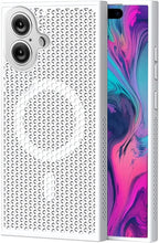 Load image into Gallery viewer, CCSmall for Apple iPhone 16 Plus Heat Dissipation Case with Magnetic Ring, Mesh Breathable Hollow Cellular Hole Slim Phone Case Cover for iPhone 16 Plus SR White