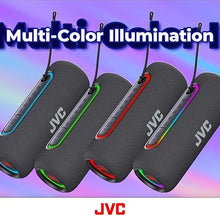 Load image into Gallery viewer, JVC Illuminated Portable Wireless Speaker with 20W max outputs, Dynamic Sound, Bluetooth 5.0, TWS Capability, USB-C, IPX5, AUX in, up to 5-Hour Battery Life - SPPA5BTB (Black)
