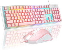 Load image into Gallery viewer, Gaming Keyboard and Mouse Combo, K1 RGB LED Backlit Keyboard with 104 Keys Computer PC Gaming Keyboard for PC/Laptop (Pink)
