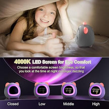 Load image into Gallery viewer, Kids Alarm Clocks for Girls, Clock for Kids with Sleep Training Auto Off Timer 10 Modes Night Light Dual Alarm Warm Color Screen, Cute Pink Clock Gifts for Kids
