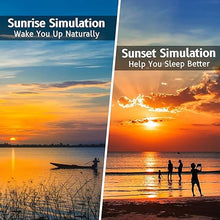 Load image into Gallery viewer, Wake Up Light Sunrise Alarm Clock with Sunrise Sunset Simulation 23 Nature Sleep Sounds 13 Colors Night Light Dual Alarms Snooze Function Sleep Aid for Heavy Sleepers Kids Adults (Black)