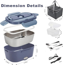 Load image into Gallery viewer, Electric Lunch Box, 12V/24V/110V Portable Food Warmer with SS Fork & Spoon for Car/Truck/Office, 80W Self Heating Lunch Box with 1.5L Container & 0.45L PP Fruit Box Light Bluish Purple