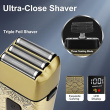 Load image into Gallery viewer, Electric Shavers for Men,Waterproof Powerful Motor Electric Razor,Head Shavers for Bald Men,Triple Foil Beard Trimmer,Barber Supplies LED Displays & USB Charging Shaver, Gifts for Men