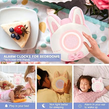Load image into Gallery viewer, QANYI Bunny Plush Alarm Clock Night Light, Cute Stuffed Animals with LED Display Clock Adjustable Light, Toys for 5-12 Year Old Girls, Kawaii Birthday Gifts for Kids Teens Girls Women