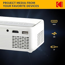Load image into Gallery viewer, KODAK FLIK X1 Mini Pico Projector | Portable Compact 100” Projector with Remote Control & 2W Speakers Plays Movies, TV Shows & Games | Compatible with HDMI, USB, AV, Smartphone, Firestick | White
