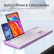 Load image into Gallery viewer, Wireless Keyboard and Mouse Combo, MARVO 2.4G Ergonomic Wireless Computer Keyboard with Phone Tablet Holder, Silent Mouse with 6 Button, Compatible with MacBook, Windows (Purple)