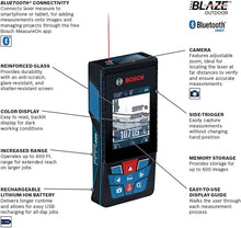 Load image into Gallery viewer, BOSCH GLM400C 400 Ft Blaze Outdoor Connected Laser Measure with Camera Viewfinder, Includes 3 AA Batteries, Hand Strap, & Pouch