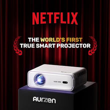 Load image into Gallery viewer, EAZZE D1 Smart Projector with WiFi and Bluetooth, Netflix-Officially-Licensed, Auto Focus & Keystone, DoIby Audio, Zoom, Native 1080P Movie, Portable Outdoor Mini Projector, White