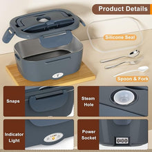 Load image into Gallery viewer, Electric Lunch Box Food Heater for Adults, 80W/1.5L Heated Lunch Box for Men Work Car Truck, Portable Food Warmer Lunch Box Upgraded with Fork&Spoon and Insulated Carry Bag, 12V/24V/110V