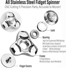 Load image into Gallery viewer, FREELOVE Metal Fidget Spinner for Adults, Stainless Steel Heavy Spinning Toys, Small Mini Fox Hand Gyro, Bearing Premium Long High Spin Fidget Block, Silver