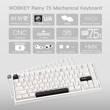 Load image into Gallery viewer, WOBKEY Rainy 75 CNC Aluminum HMX/JWK/Cocoa Switches Triple-Mode Connectivity Mechanical Keyboard with Superior Acoustics, RGB/PP/Mirrored Glass/3500mAh/Violet Switch (Standard - Silver)
