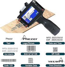 Load image into Gallery viewer, P16-1 Handheld Inkjet Printer, 1 Inch/25.4mm Date Printer with 4.3" Screen and Solvent Ink Cartridge, Portable Intelligent Coding Machine for Expiry Date/Time/Barcode/QR Code/Logo (Metal Case)