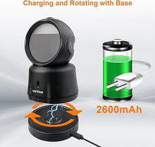 Load image into Gallery viewer, VOTTAN Omni-Directional Desktop Barcode Scanner, Bluetooth + 2.4G Wireless Hands-Free Barcode Reader, 360° Rotating Charging Stand Adjustable Scan Head 2D QR Code Presentation Scanner