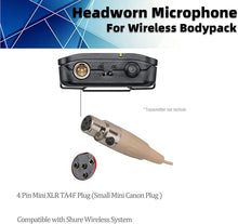 Load image into Gallery viewer, Microphone Headset Discreet Headworn Earset Over Ear Hanging Mic Compatible with Shure Wireless System Bodypack Transmitter, Ideal for Lectures, Live Performance, Theater, Podcasts – Beige