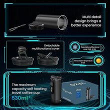 Load image into Gallery viewer, Temperature Control Heated Travel Mug Smart Self Heating Coffee Mug 18 Oz App Controlled LED Display coffee serving sets mug kept at a constant temperature for 4-10 hours (Black, 18 oz)